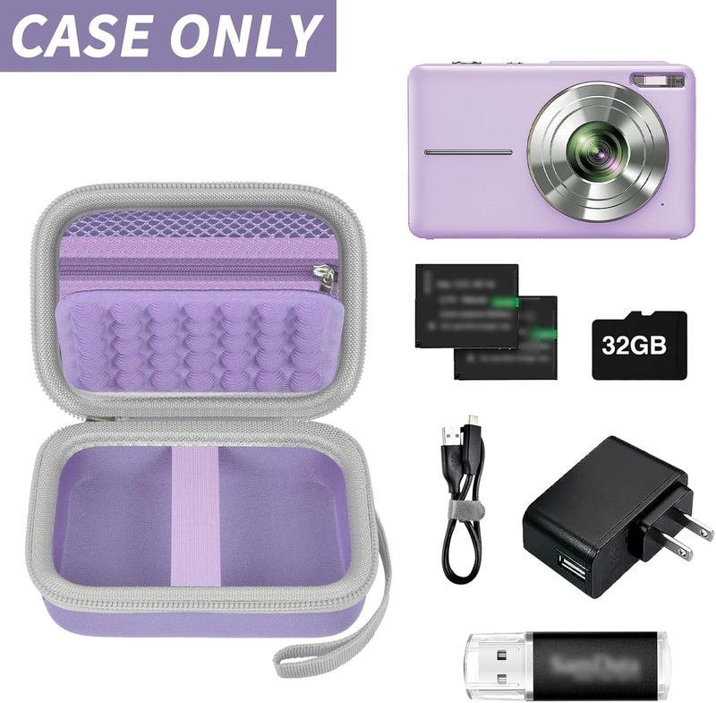 Grapsa Digital Camera Case for CAMKORY/for Kodak Pixpro/for VAHOIALD/for Sony DSCW800 830/ for Canon PowerShot 180 190. Kids Vlogging Cameras Storage Holder for Accessories (Box Only)-Purple - Image 2
